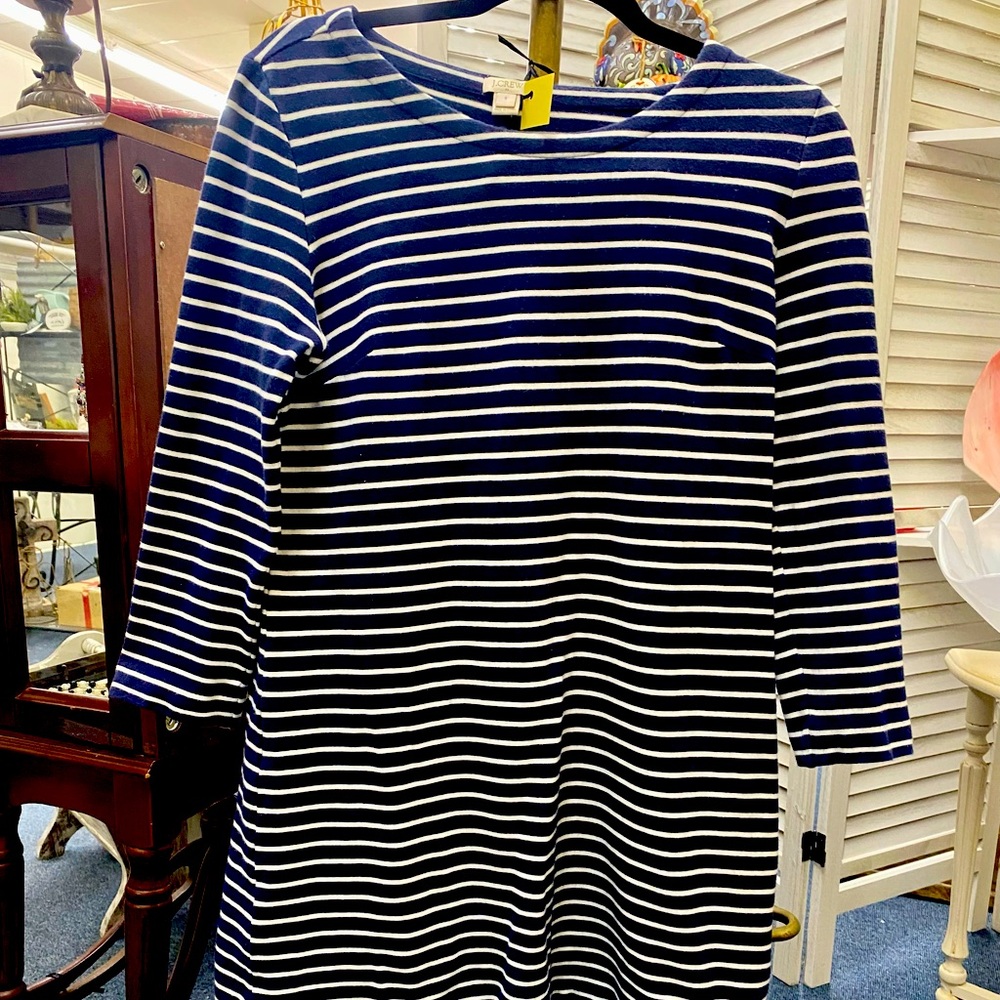 J. Crew Navy and White Striped mini dress
